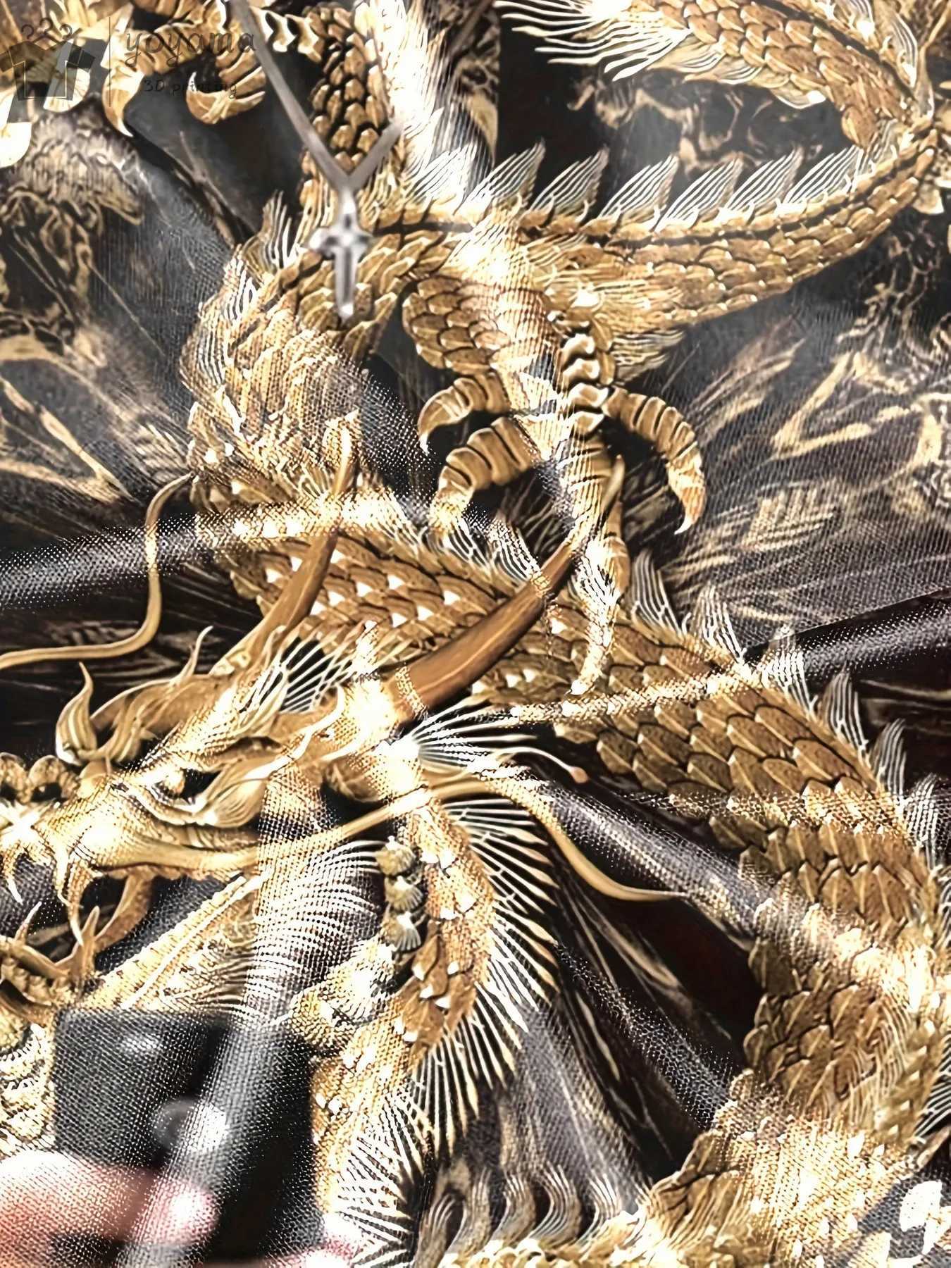 Mens Dragon T-shirt Fashion 3D Printed T-shirt Animal Pattern Short Sleeve Super Street T-shirt Summer Casual Mens Top W250403