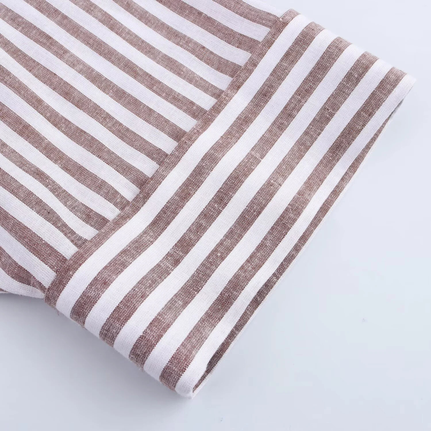 European And American 2025 Spring Womens Clothing Style Collar Linen Blended Wide Sleeve Simple Casual Shirt 250403