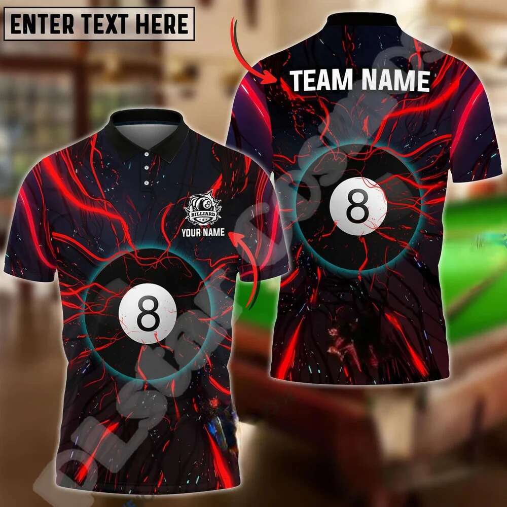 Custom Name Billiards Skull Mesh Breathable Graffiti Fire Tattoo Retro 3DPrint Haruku Summer Short Sleeves Funny Polo Shirts 9