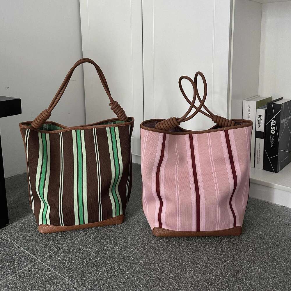 2025 Spring New Color Contrast Women Cotton Fabric Oversize Bags Minimalism Lady Daily Purse Big Tote