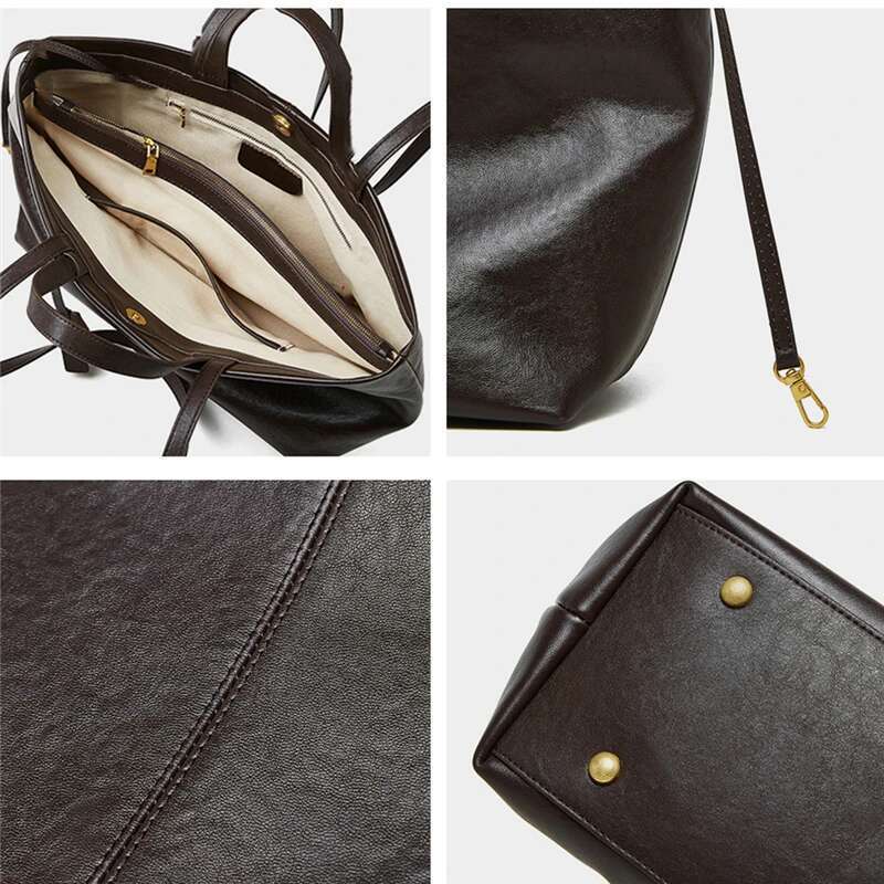 Women's Bags Toptrends Cow Genuine Leather Large Underarm Shoulder Bags For Women 2025 Designer Trapeze Tote Shopping Ladies Handbags