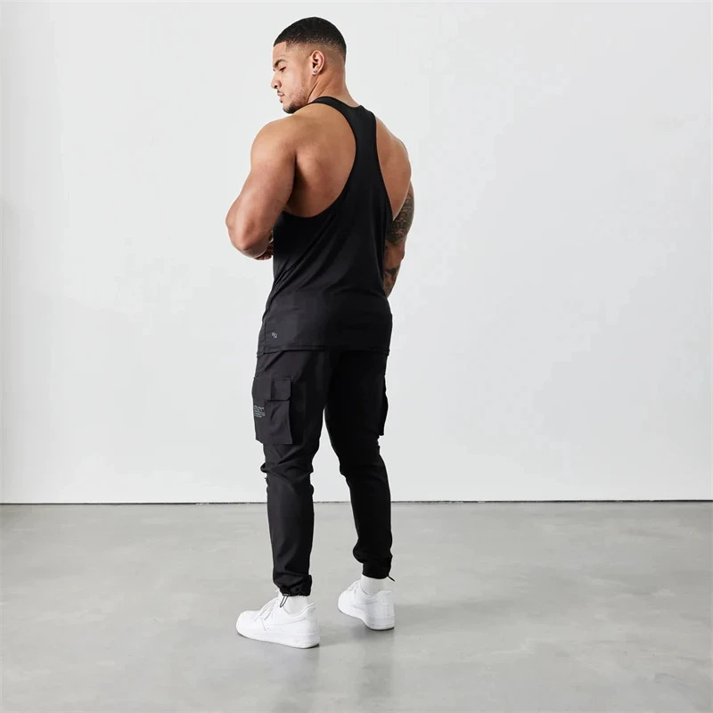 Summer Outdoor Solid Color Quick Drying Breathable Elastic Vest Jogging Gym Running Sleeveless T-shirt Mens Crew Neck Vest 250402
