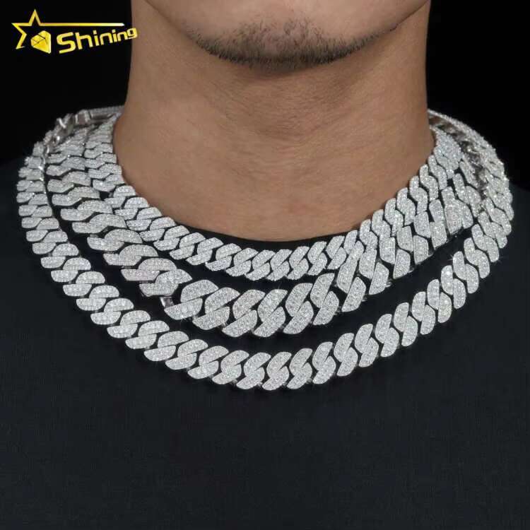 Hot Sale Rise up Moissanite Chain Pass Diamond Tester Diamonds 925 Sterling Silver Gold Plated Cuban Link Chain