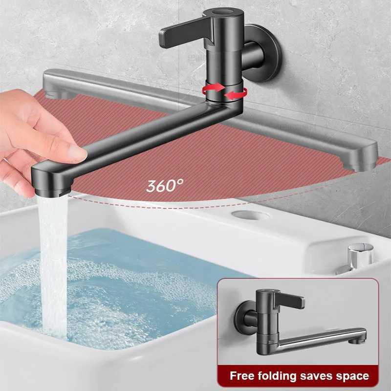 Wall-mounted Faucet Mop Pool Tap Single Hole Faucet Brass 360 Spin Single Cold Faucet Kitchen Sink Faucet Y251104