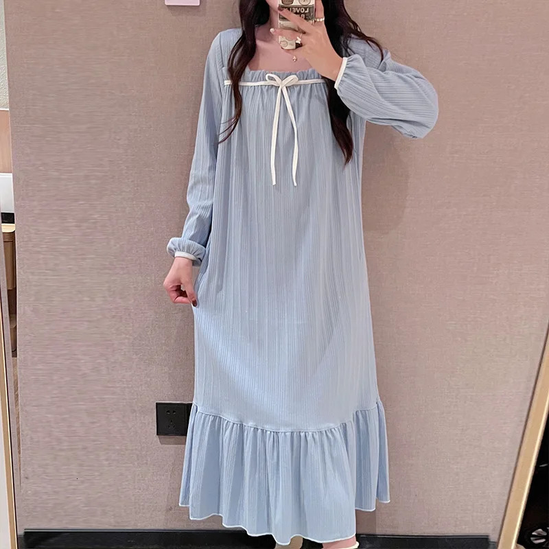 Womens pajamas Spring and Autumn Summer Pregnant Womens Pajamas Crescent Dress Pajamas Night Light Sweet Student Long term Wearing 250402