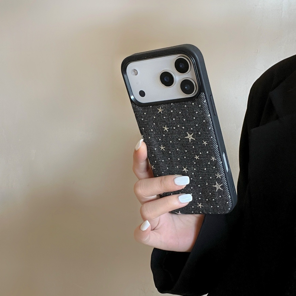 Silver Star Solid Color Phone Case Compatible with iPhone 17/16 Pro Anti-drop iPhone 15/14 Niche Style