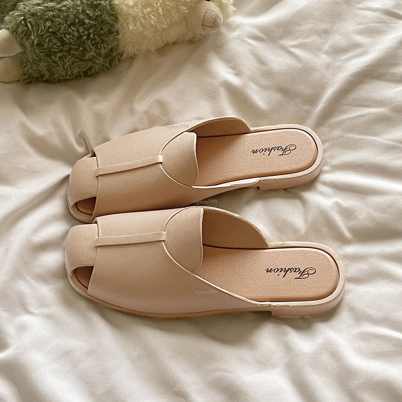 New Designer Sandals With Free Shipping Open Toed Solid Color Drag Summer Cool Fashion Half Bag Women's Shoes Flat Slippers For Outerwear Women