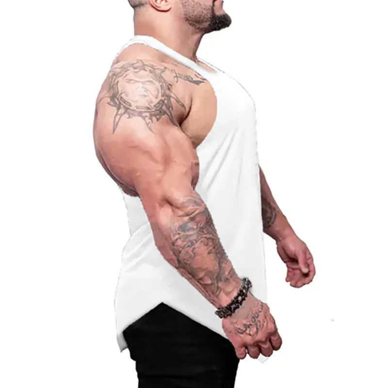 Gym Fitness Muscle Singlets Cotton Breathable Sleeveless T-Shirts Mens Casual Sport Tank Tops Summer Bodybuilding Loose Vests 250402