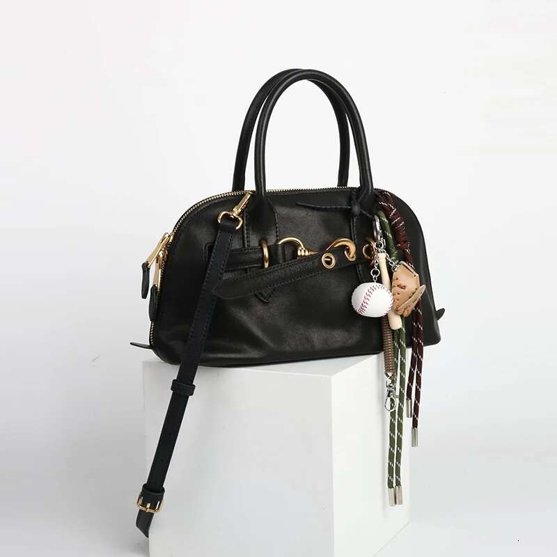 2025 Brand Genuine Leather Handbags Fashion Gold Buckle Shoulder Women Spring Retro Sheepskin Boston Bags Lady