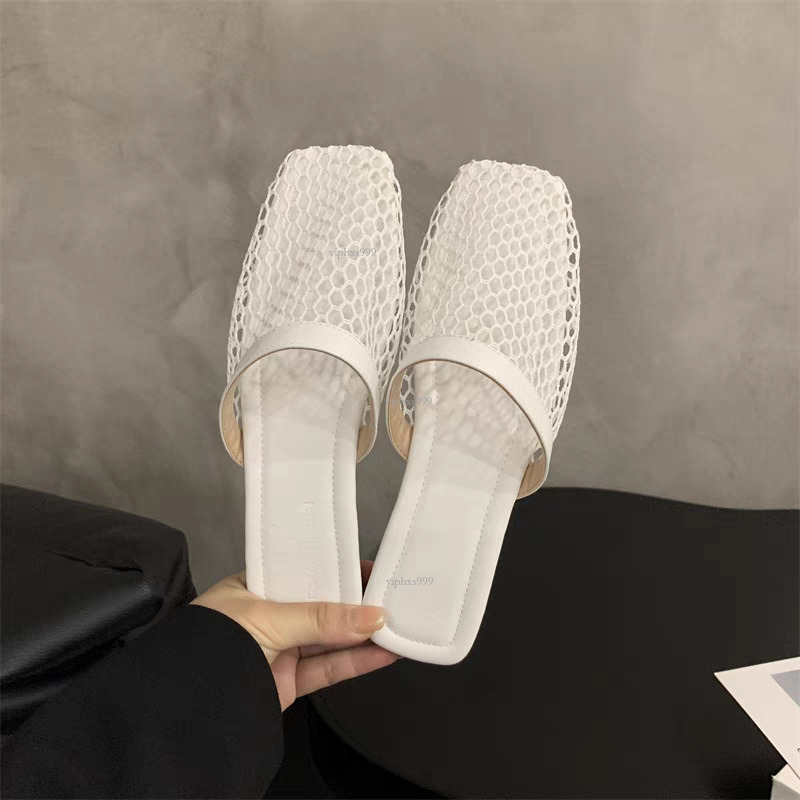 New Designer Sandals With Free Shipping Forest Style Mesh Hollow Toe Half Slipper Women's Summer 2025 Evening Breeze Gentle Low Heel Vacation Bea