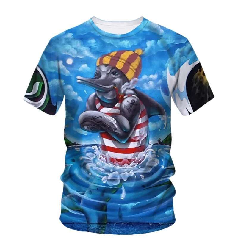 Funny Graffiti 3D Men T Shirts Originality Painting Art Graphic Print Short Sleeve Tops Fashion Casual O-neck Personality Tees