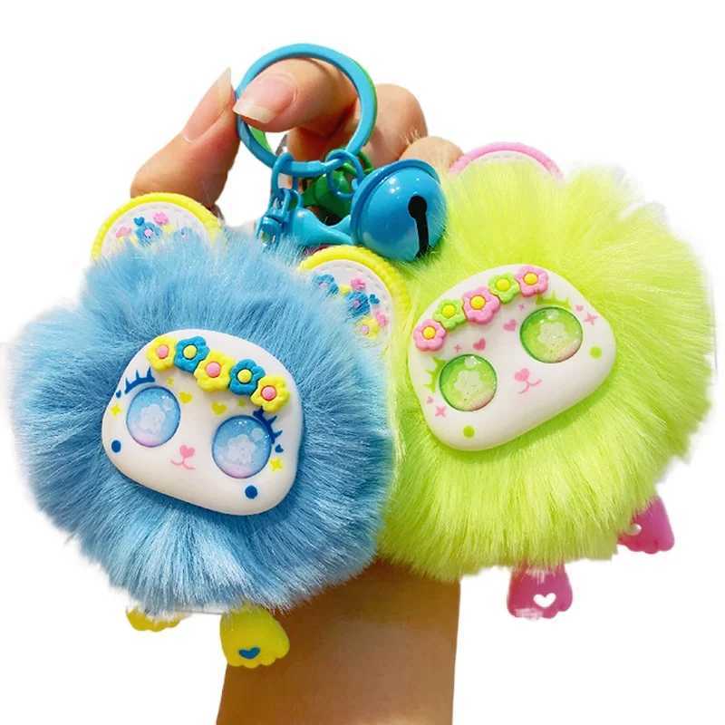 1 Piece Rabbit Hair Pendant Imitation Coal Ball Plush Keychain Colorful Cute Creative Bag Pendant Hanging Decoration Girls Gift C251104