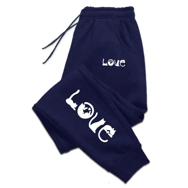 Womens Love Letter Cat Print Long Pants Autumn and Winter Casual Sweatpants Women Bottoms Jogging Fitness Sports Trousers Z260314