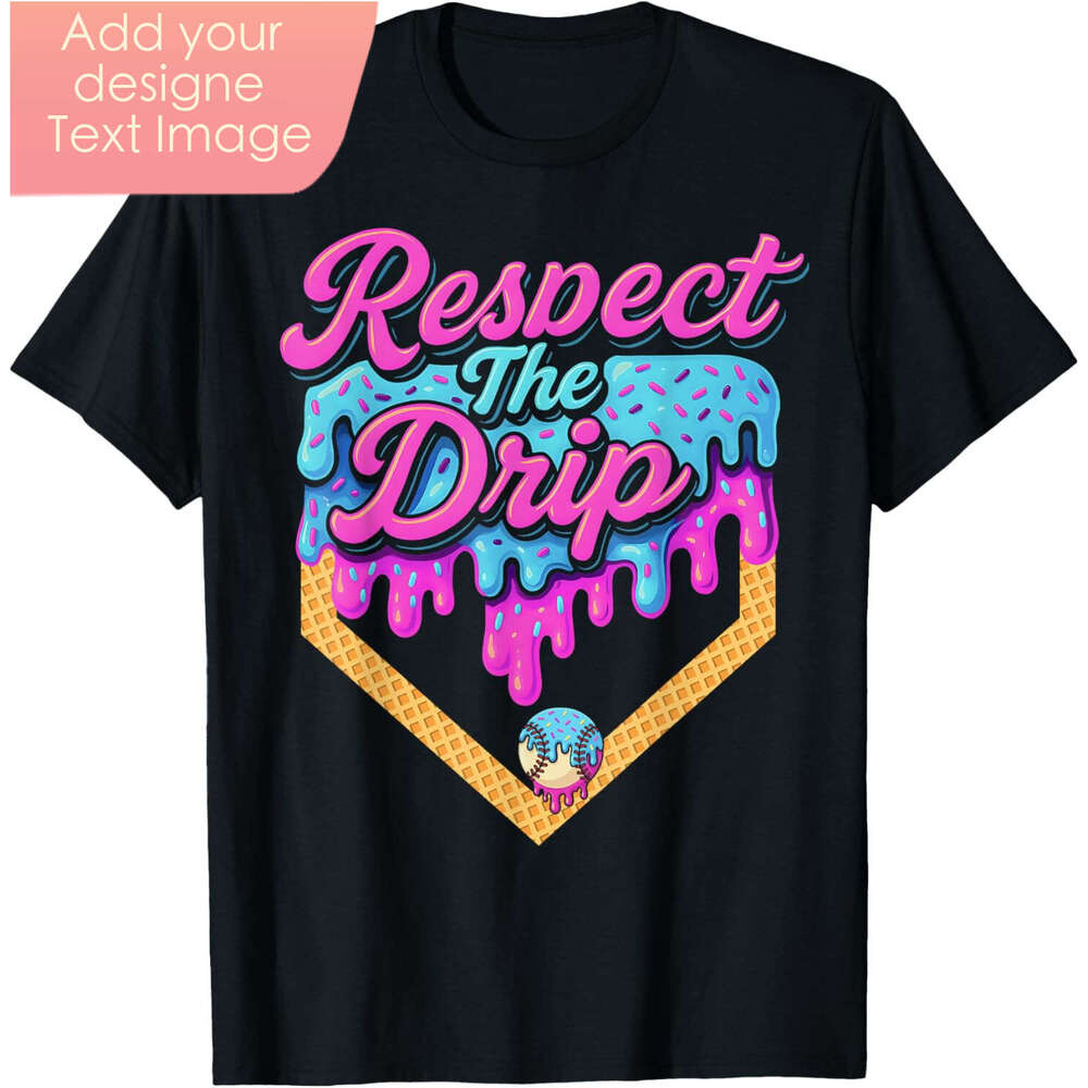 Baseball Drip Boys Home Plate Ice Cream Respect The Drip T Shirt