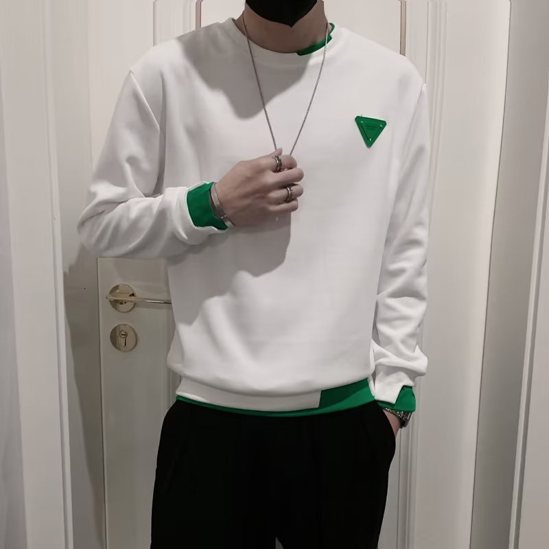 Men's Sweaters Autumn Winter Casual Men's Hoodie Long Sleeve Slim Knitted Pullovers Fashion Contrast Crew Neck Knitted Pullover Men Clothing 230828