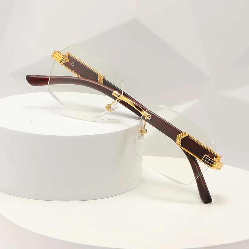 frameless rectangular highquality sunglasses for womens transparent lens glasses UV400 250325