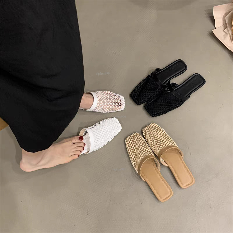 New Designer Sandals With Free Shipping Forest Style Mesh Hollow Toe Half Slipper Women's Summer 2025 Evening Breeze Gentle Low Heel Vacation Bea