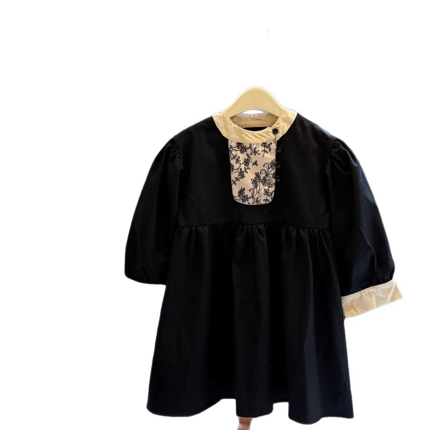 1-6Y Kids Girls Dress Korean Autumn Round Neck Long Sleeve Infant Baby Girls Dress Floral Patterned Spliced Children Girls Dress C251104