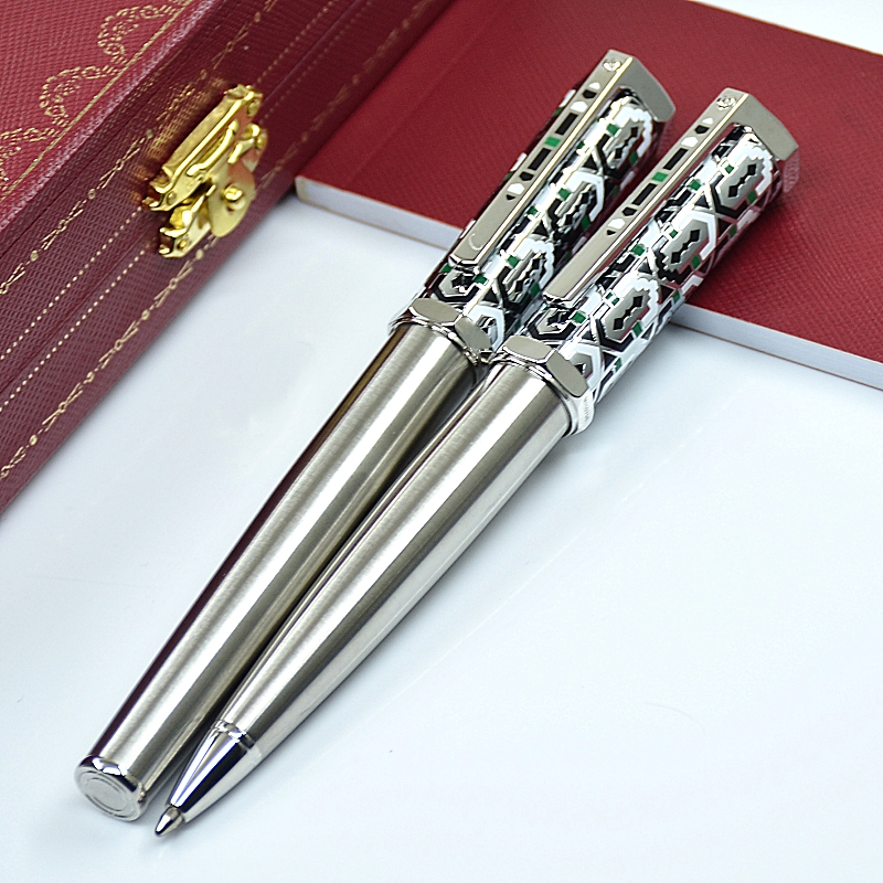 New Arrived Ct Santos-Dumont Metal Ballpoint Pen Unique Inlay Gem Design Office School Writing Ball Pens With Serial Number AAA High Quality