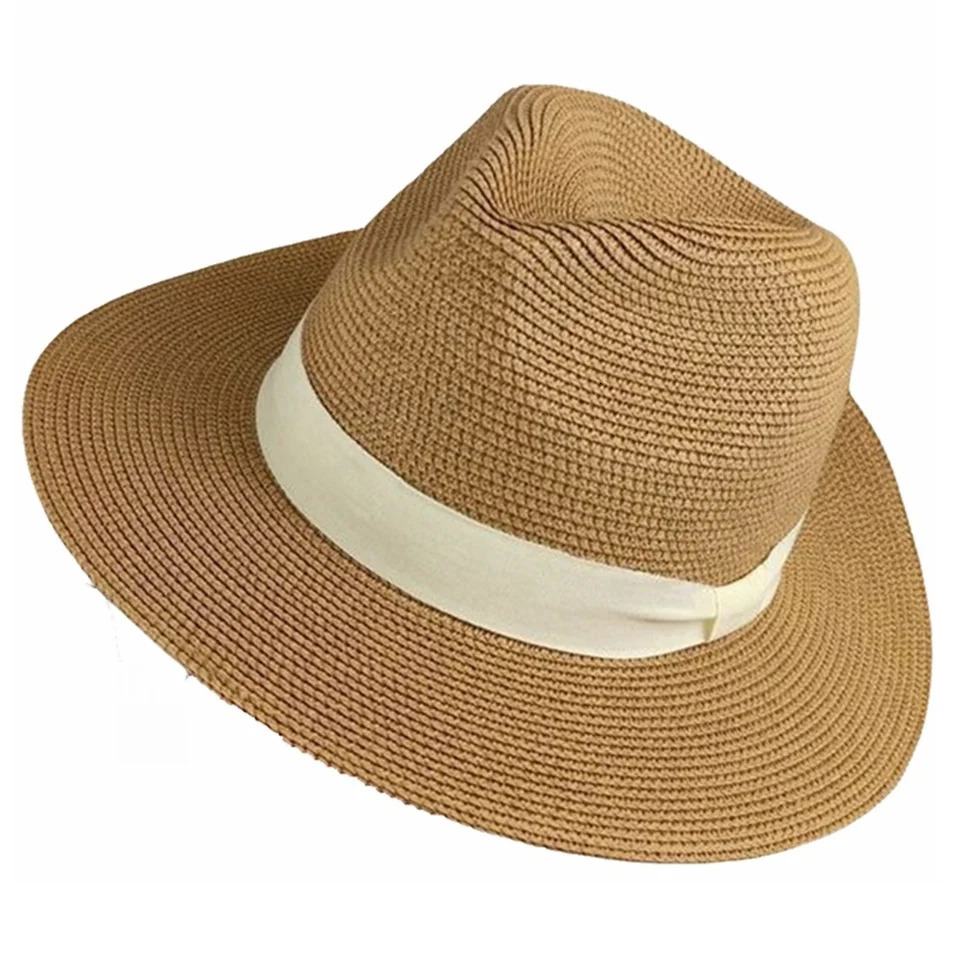 Wide Brim Panama Hat Ladies Summer Beach Large Sun Hat Dad Fishing Fedora Big Head Man Oversize Straw Hats 250326
