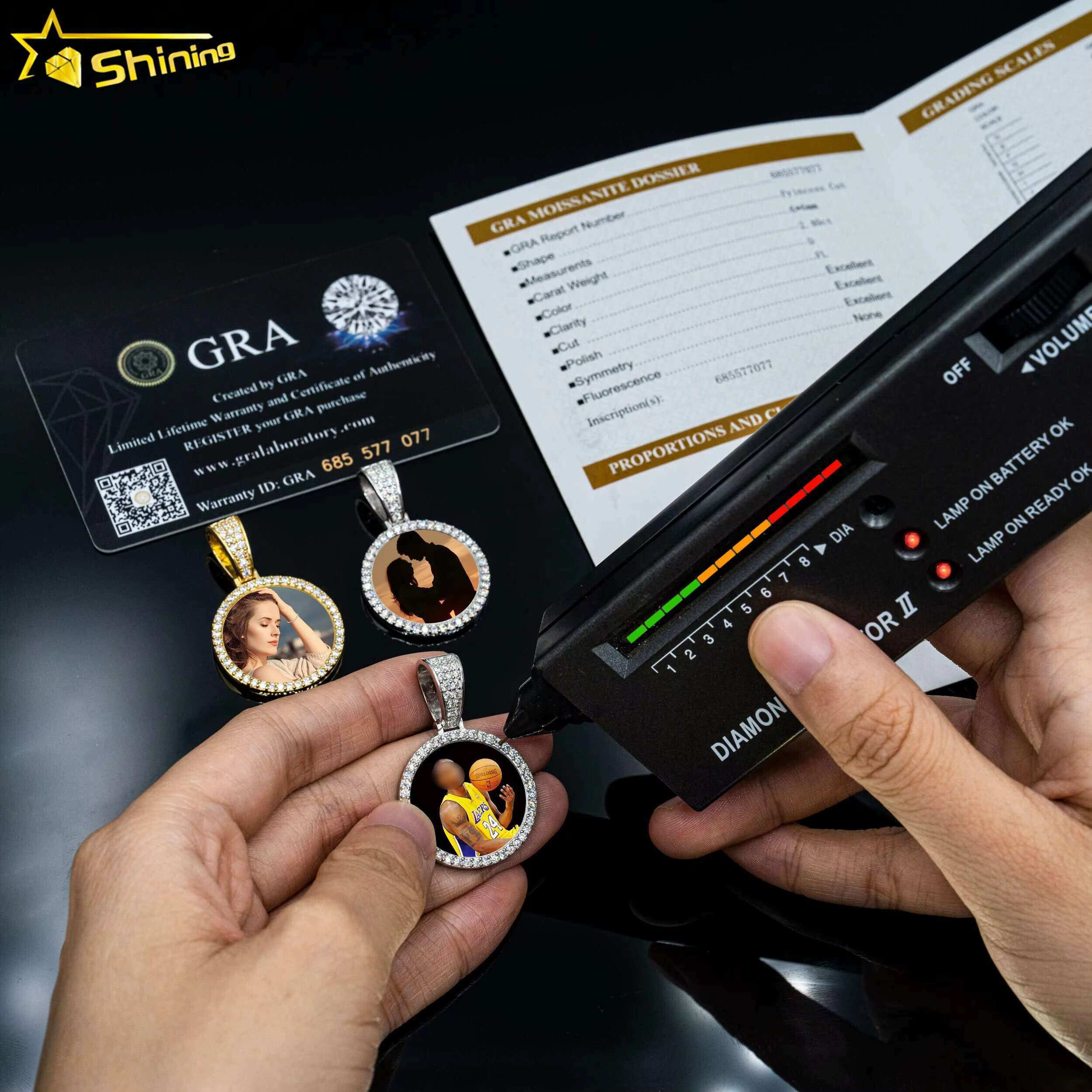 Custom Hip Hop Jewelry 18K Gold Plated Iced Out Moissanite Diamond Photo Memory Locket Pendants Picture Necklace