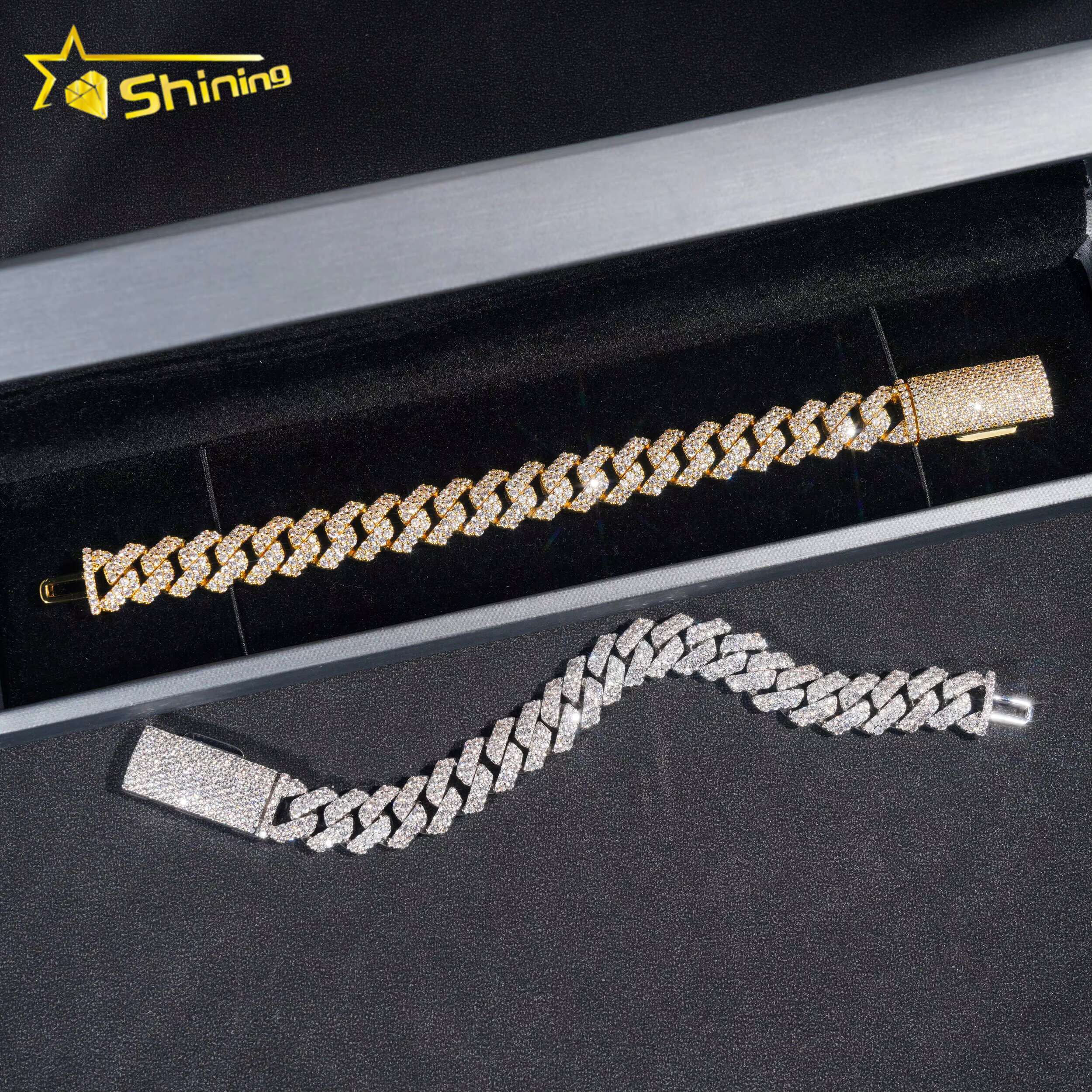 Fashion Jewelry Brass Hip Hop Link Chain Necklace Men Gold Plated 12MM Width CZ Cuban Link Chain