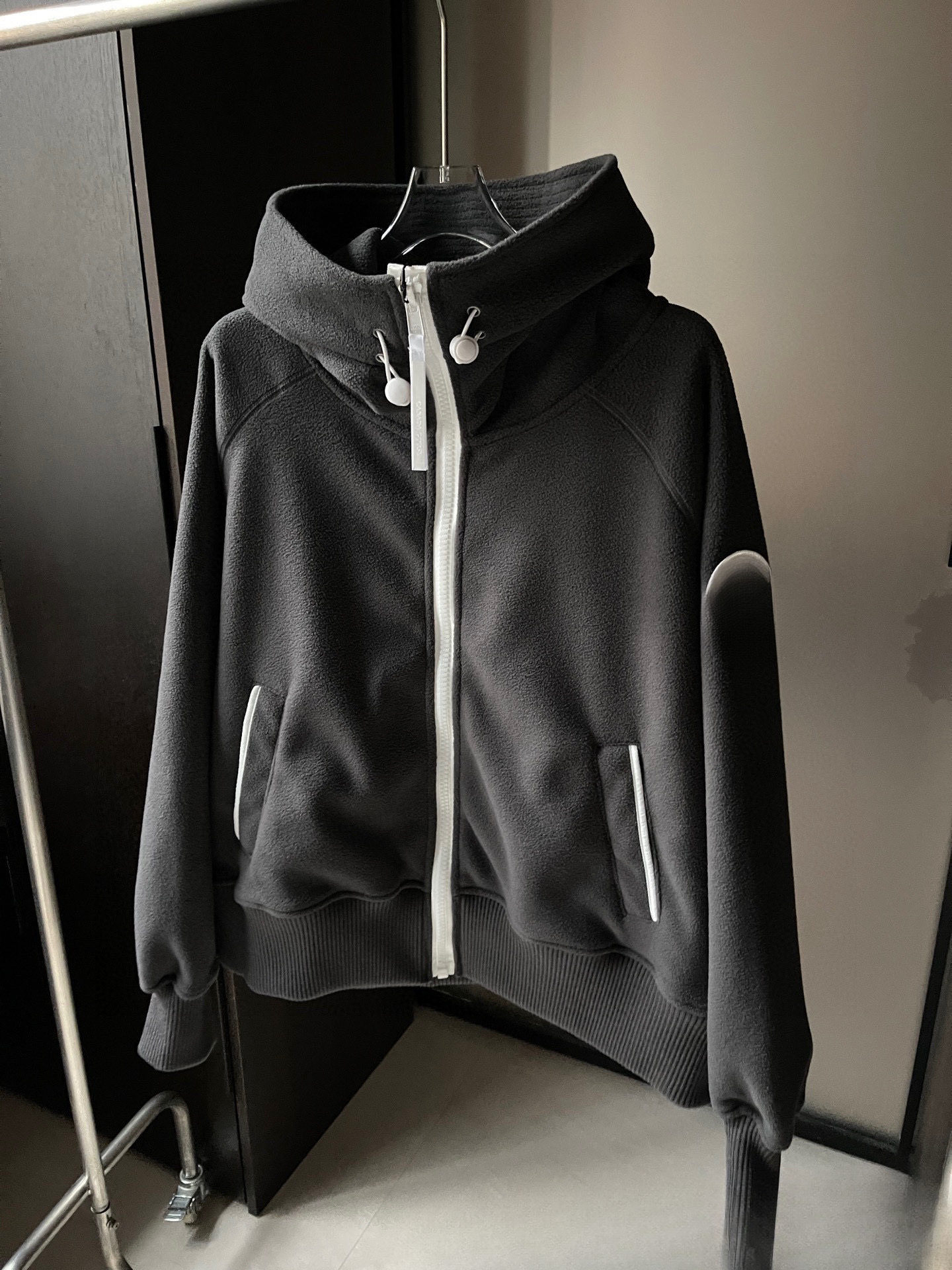 New Goose Home Hooded Wool Fleece Long Sleeve Pilot Jacket with Unisex Zipper