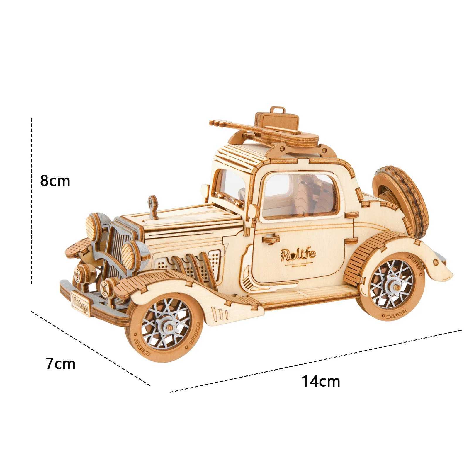 Robotime Rolife Vintage Car Model 3D Wooden Puzzle Toys for Chilidren Kids Adult TG504 C251104