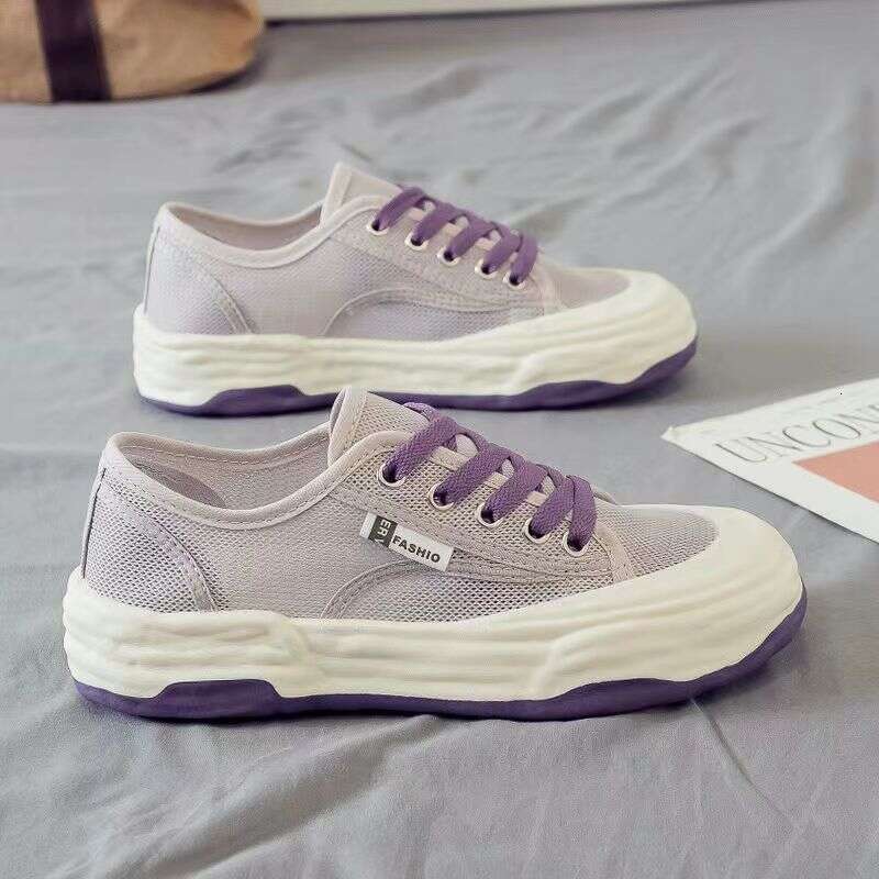 Board women's summer 2023 new thin breathable sports mesh with low cut toe caps, fashionable and versatile casual shoes
