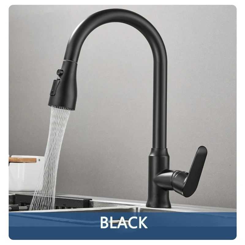 Kitchen Faucet Single Hole Pl-Out Spout Kitchen Sink Mixer Faucet Stream Spray Gun Gray/Black Mixer Faucet Y251104