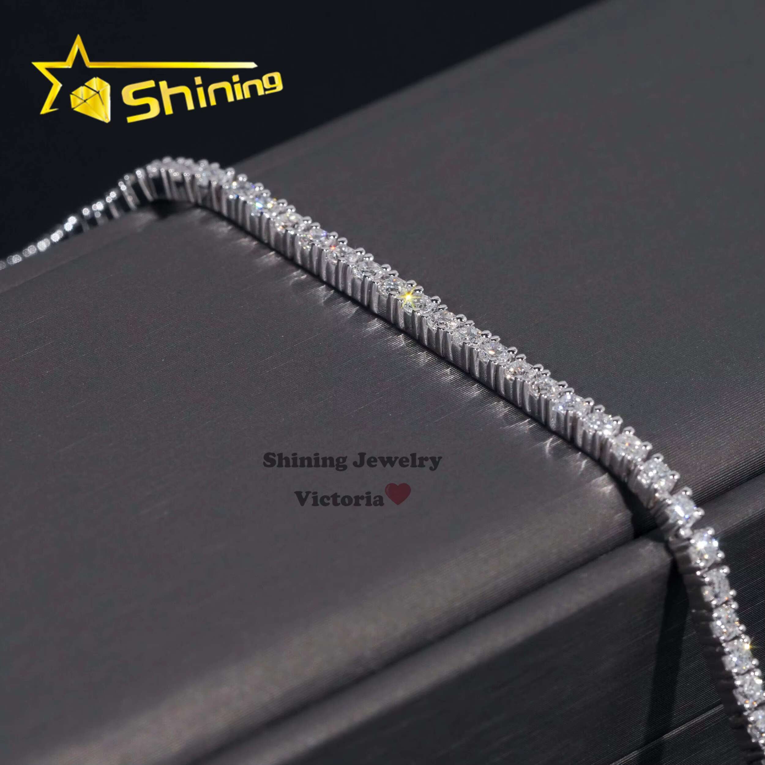 Custom High Quality Fine Jewelry Hip Hop Chain Lab Grown Diamond Tennis Necklace 10K 14K 18K Real Gold 2MM Tennis Bracelet