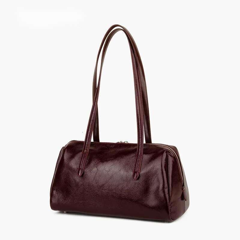 Leather Work Tote Bag Crackled Paint Cowhide Two Handles Shoulder Bags For Commute Handbag