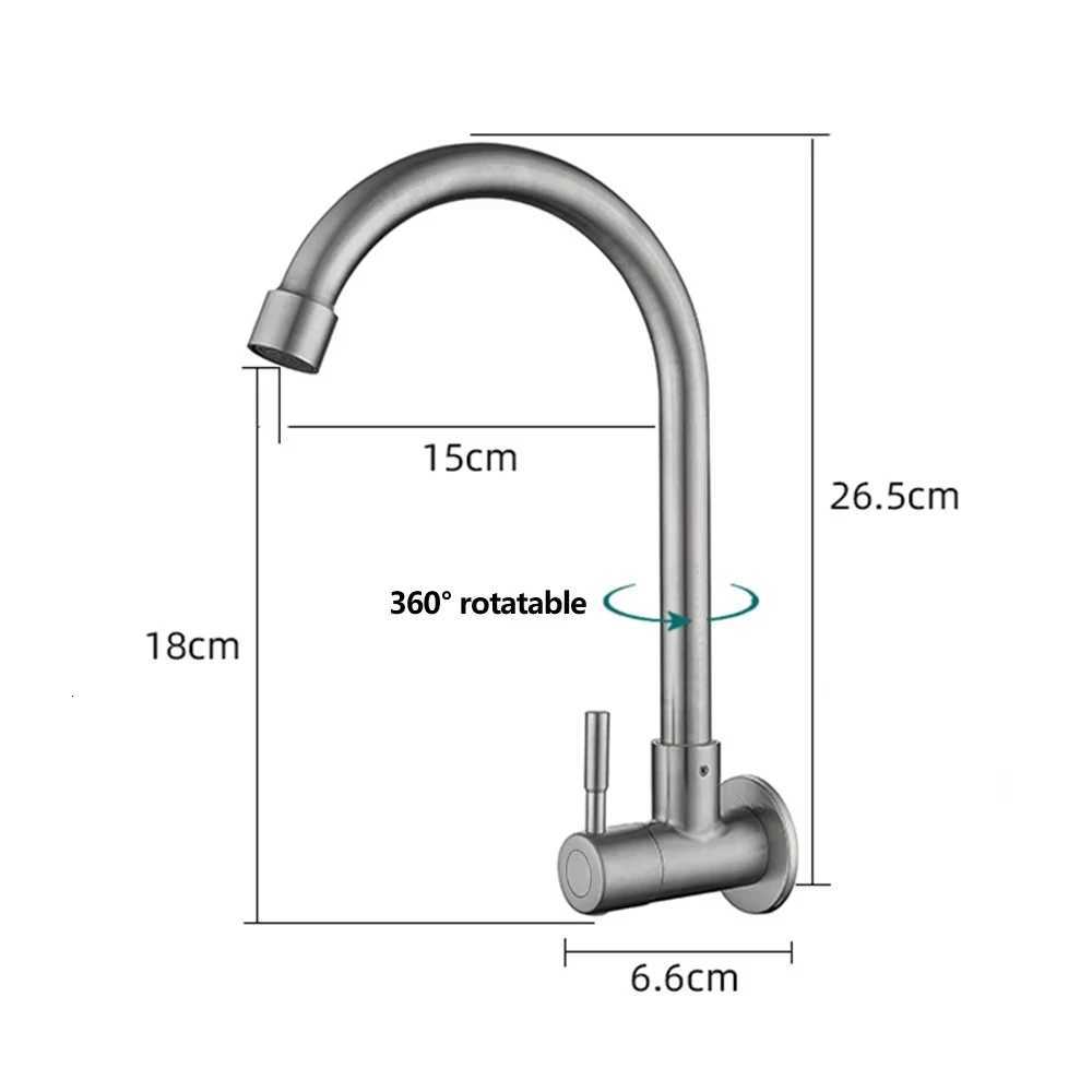 Kitchen Faucet Stainless Steel Wall Mounted Single Cold Water Faucet Lower Curve Faucet Wall Sink Water Tap Premium Quality Y251104
