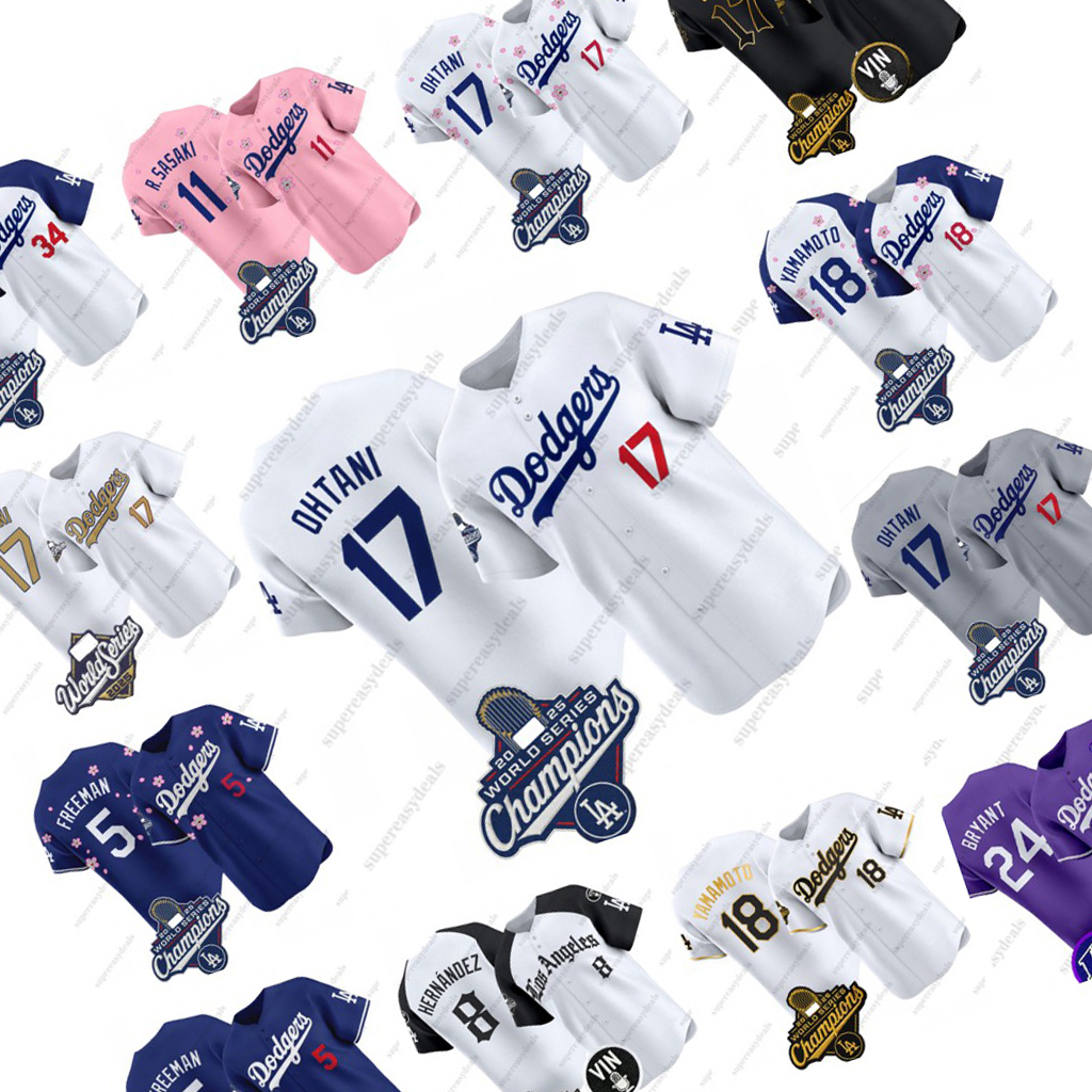17 Shohei Ohtani Dodgers 2025 World Series championship Jerseys Yoshinobu Yamamoto Enrique Hernandez Freddie Freeman Mookie Betts Roki Sasaki custom jersey