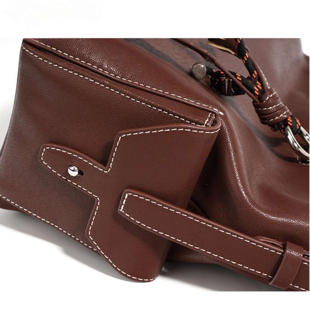 Fashion New Style Women First Layer Cowhide Bucket Lazy Shoulder Armpit Bag Hobos Messenger Commuting Tote