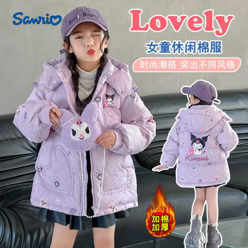 Sanrio Kuromi Child Cotton Clothes Kawaii Childrens Clothing Autumn Winter New Jacket Keep Warm Cotton Padded Jacket Hooded H251104