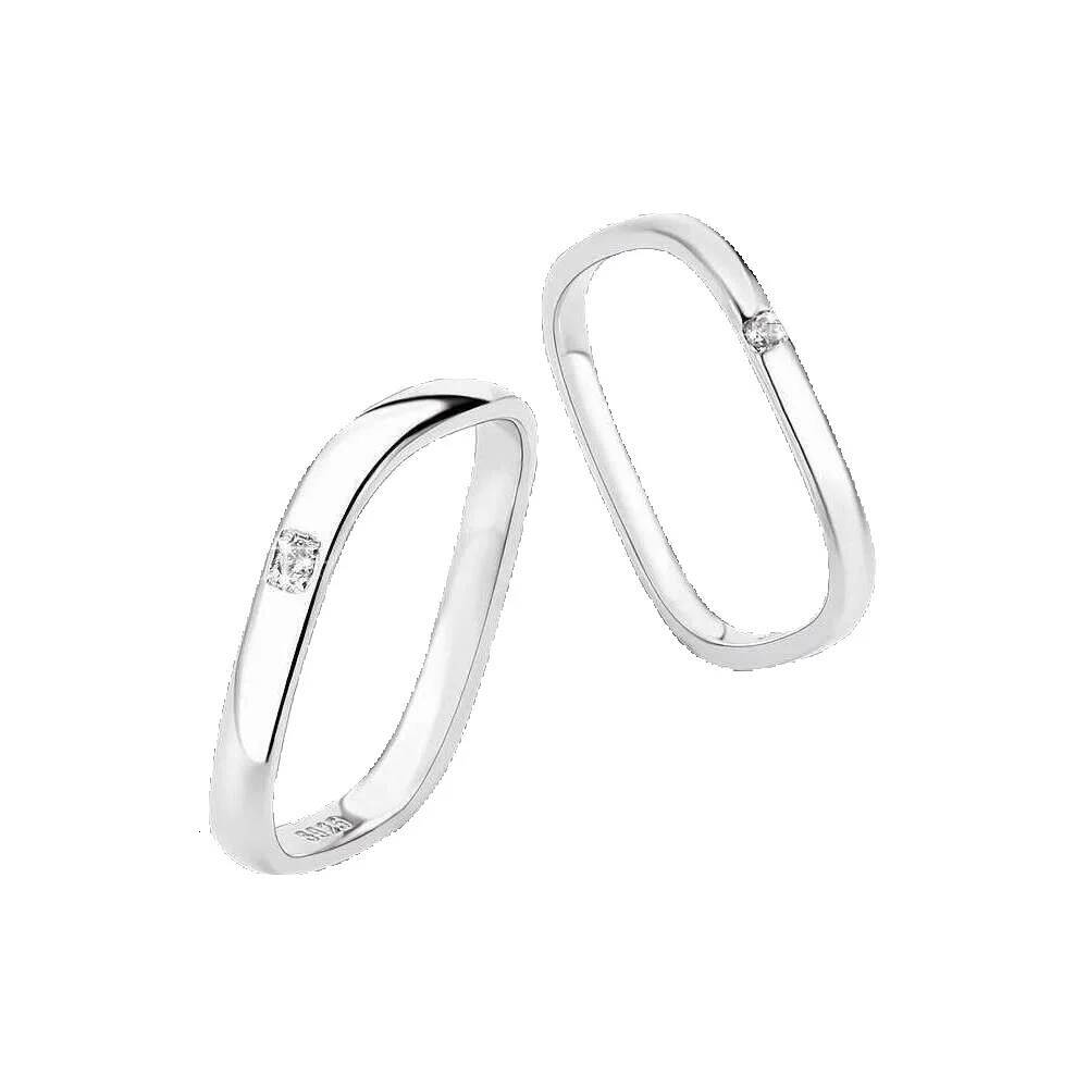 XXOFF Silver Inlaid South African Genuine Diamond Simple Plain Band Square Ring Niche Light Luxury Couple Rings 2022 New Model