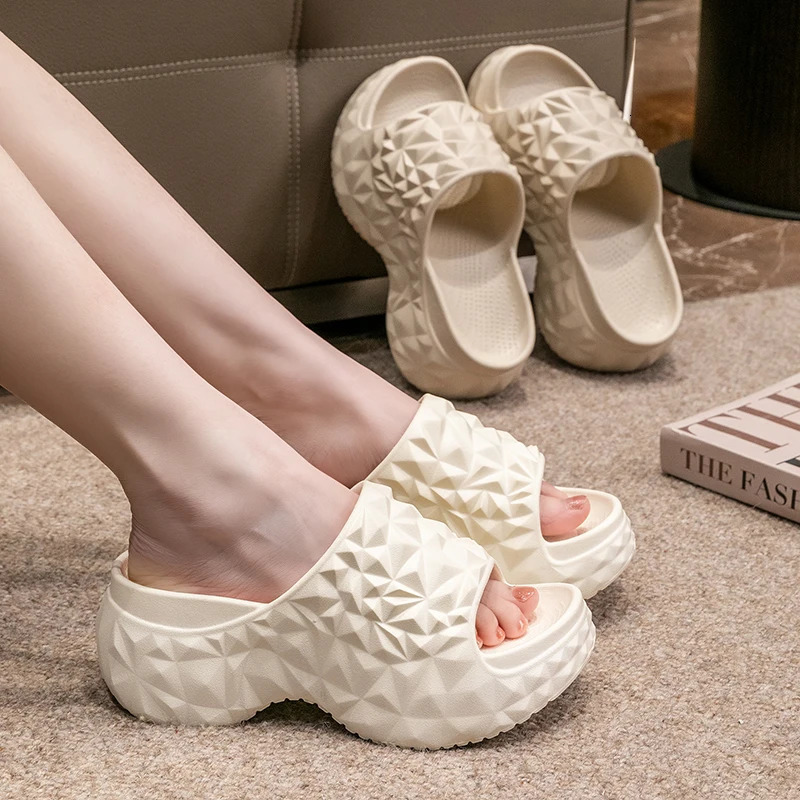 7CM Women Summer High Heeled Slippers Ladies Indoor Wedges Non-slips Sandals Couples Outdoor Beach Thick Sole EVA Flip Flops 250402