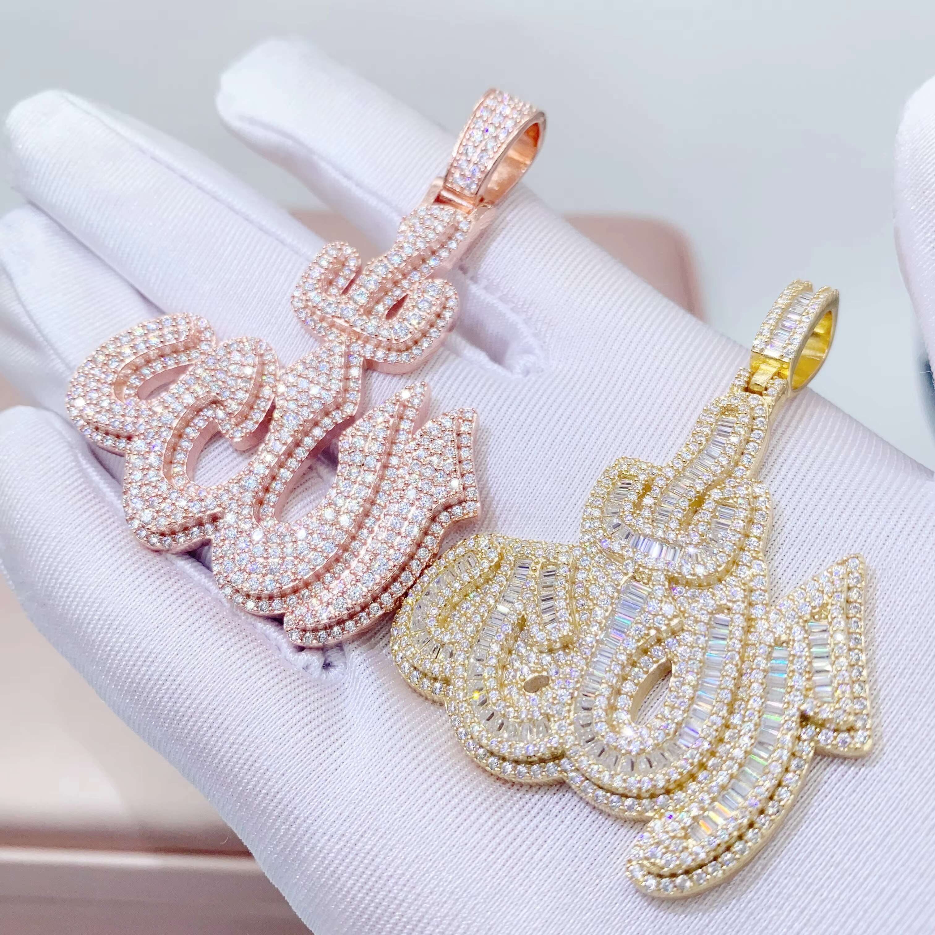 Custom Iced Out Pendant Moissanite Diamond 925 Silver VVS Moissanite Pendant Hip Hop Jewelry Men Necklace