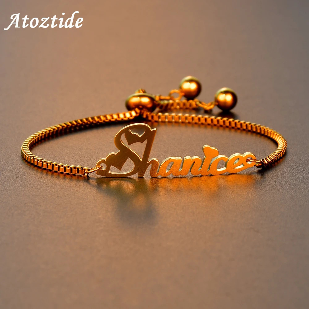 Atoz Fashion Personalized Custom Name Bracelet for Women Stainless Steel letter Bracele with Adjustable Chain Wedding Gift 250327