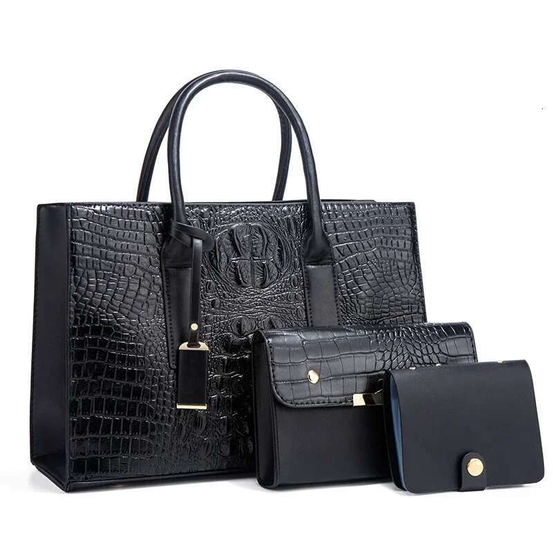 TRAVEASY 2024 New Crocodile Pattern Handbag Women PU Leather Vintage Style Shoulder Bag Large Capacity Laides Hand Bags