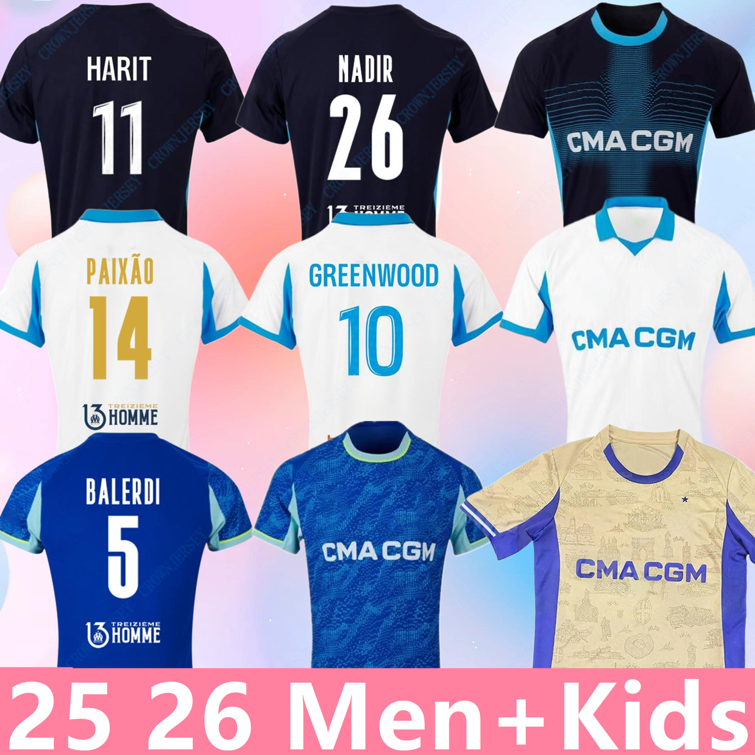 25 26 Marseile 3rd soccer jerseys OM PAVARD AUBA PAIXAO GREENWOOD VAZ GOUIRI AGUERD maillot foot HOJBJERG HARIT RULLI football shirts men kids kit socks sets