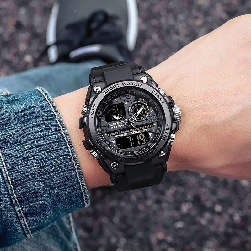 DHwatches Sanda Alarm Clock Fashion Trend Shockproof for Men Multifunctional Waterproof Luminous Electronic Men's Watch