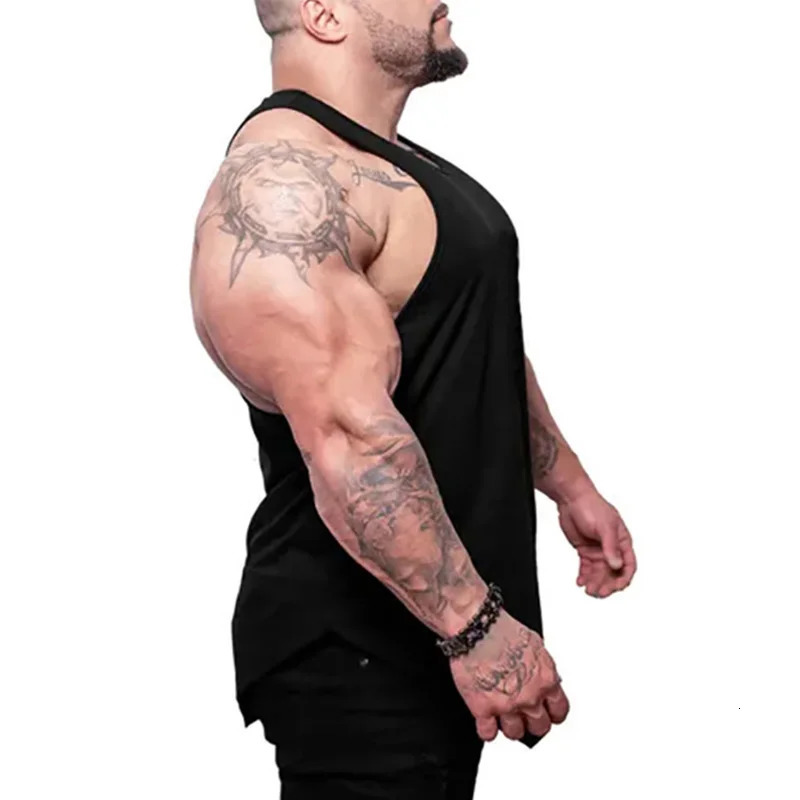 Gym Fitness Muscle Singlets Cotton Breathable Sleeveless T-Shirts Mens Casual Sport Tank Tops Summer Bodybuilding Loose Vests 250402