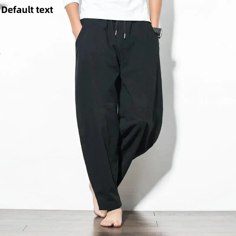 Casual Linen Pants For Men Loose Fit Cotton Linen Straight Leg Pants Youth Trendy Japanese Style Spring Summer Thin Pants 250402