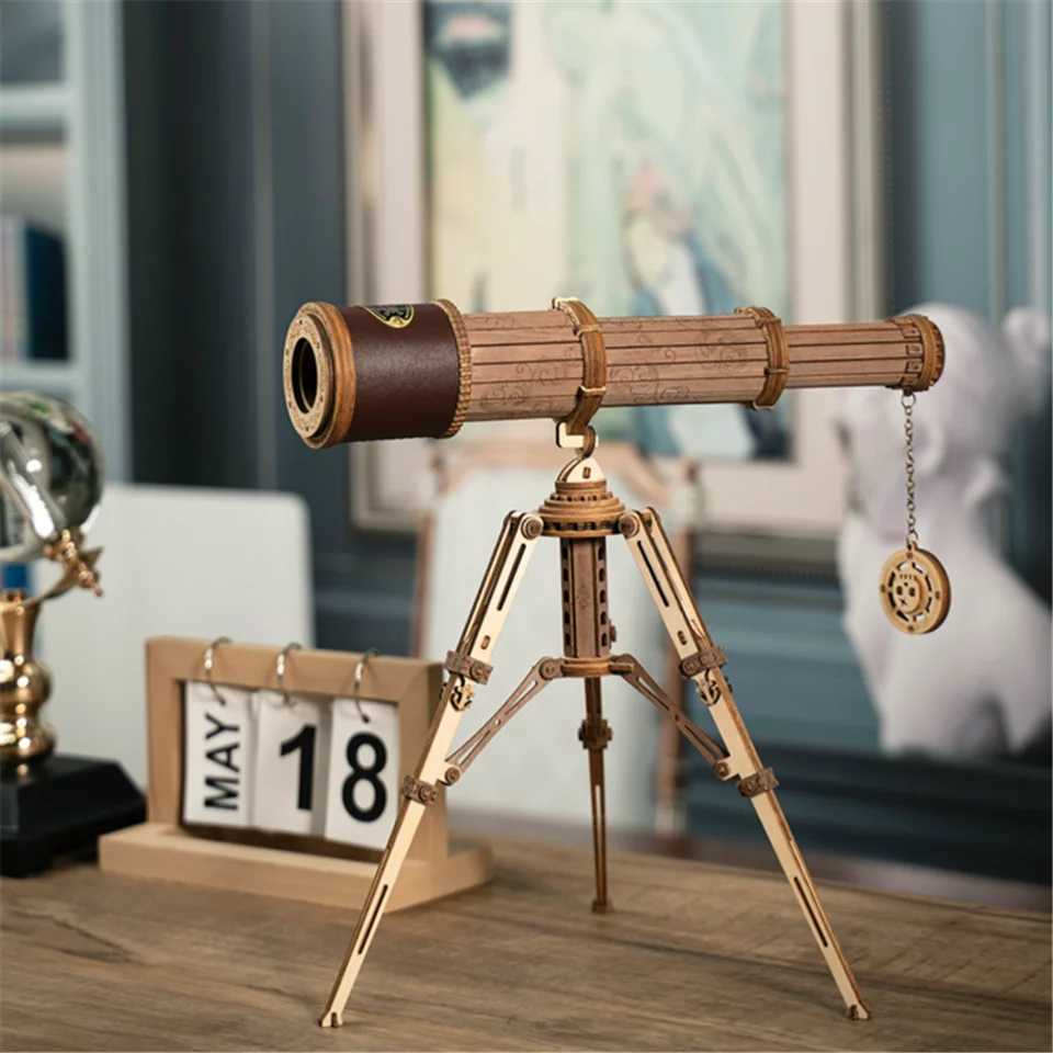 Robotime Rokr 11 DIY 314pcs Telescopic Monocular Telescope Wooden Model Building Kits Assembly Toy Gift for Children Adult C251104