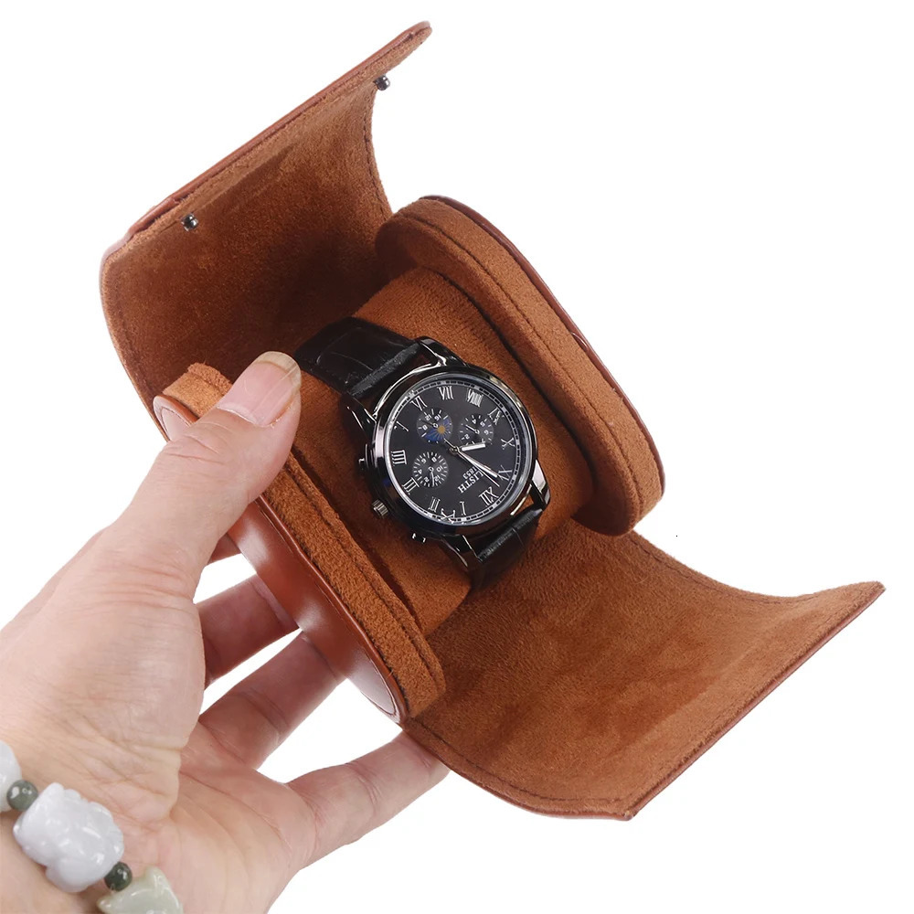 Wholesale PU Leather Portable Single Watch Travel Roll Organizer Packing Leatherette Storage Case Box Packaging 251027