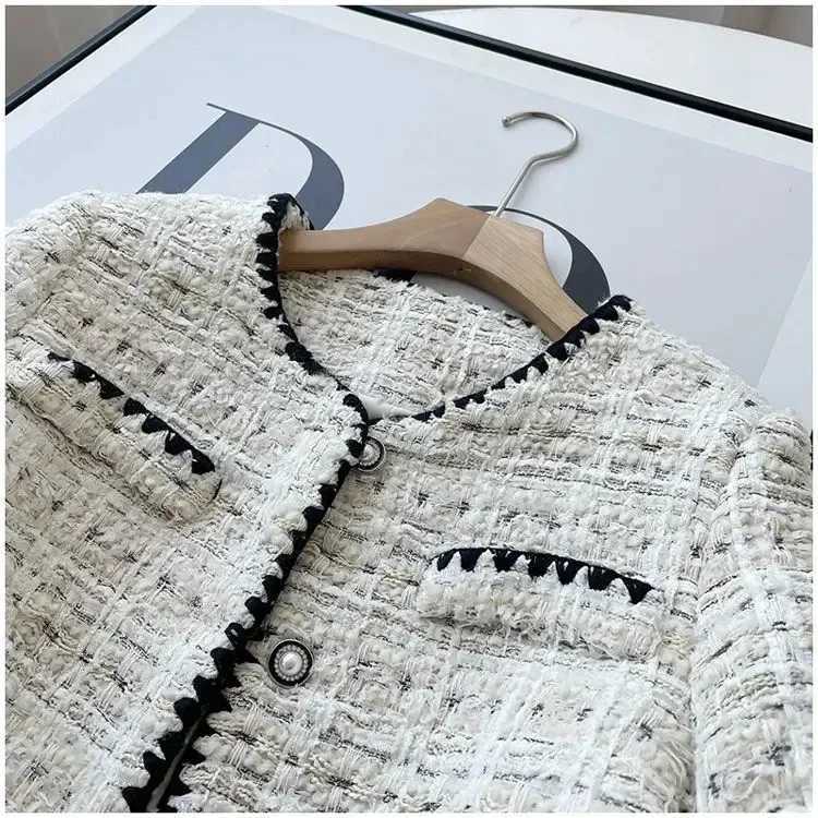 Spring Autumn Jacket Design Fashion Sweet Tweed Blazers Women New French Elegant Office Lady Luxury Woolen Short Suit Coats J2511031
