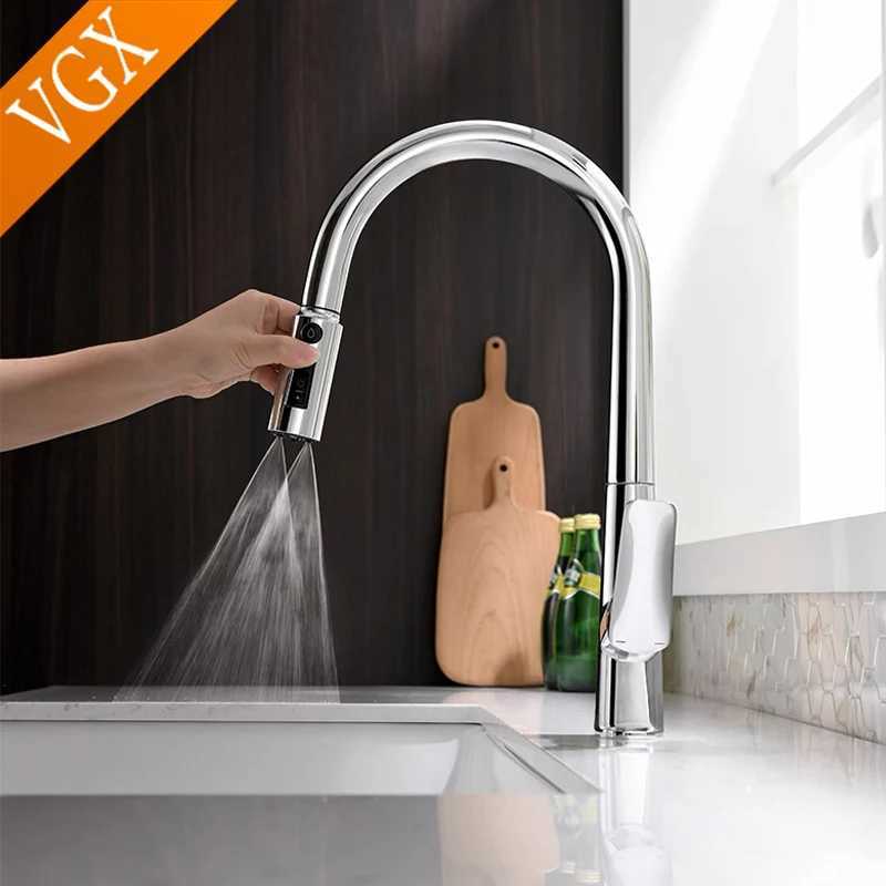 VGX Filter Water Kitchen Faucet Dual Spout e Drinking Water Tap Pl Out Kitchen Sink Mixer Faucet Gourmet Brass Crane Gold Y251104