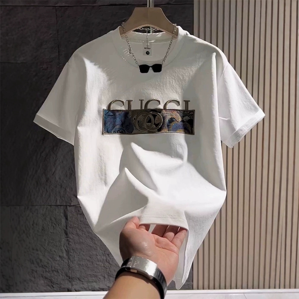 Comfortable cotton summer base shirt short sleeve T-shirt Men's fashion print trend couple half sleeve top white black free shipping